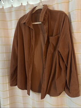 Men's Corduroy Button-Up Jacket Shirt - Brown